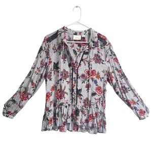 Maive By Anthropologie Floral Paisley Blouse Size 12 100% Viscose Ruffles...